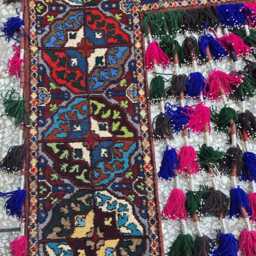 Wall Decor Afghan Tribal Wool Hanging - 4.6x4.10 Handmade Nomadic Tapestry With Colorful Tassels - thumbnail 4