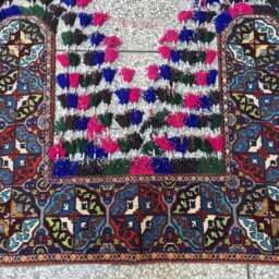 Wall Decor Afghan Tribal Wool Hanging - 4.6x4.10 Handmade Nomadic Tapestry With Colorful Tassels - thumbnail 2