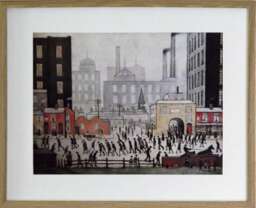 L.s. Lowry Art Print - Coming From The Mill Oak Finish Frame With White Mount & Textured Image