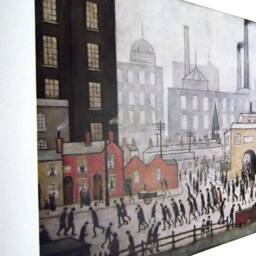 L S Lowry Art Print - Coming From The Mill Light Oak Finish Frame With White Mount & Textured Image - thumbnail 2