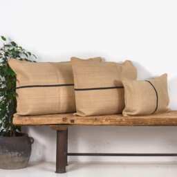 Antique Black Striped Linen Cushion - thumbnail 1