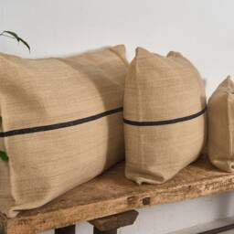 Antique Black Striped Linen Cushion - thumbnail 3