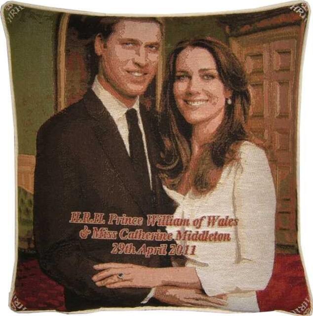 Sale - Royal Wedding Hrh Prince William Kate Middleton Design No 2 Tapestry Cushion Cover Sham - image 1