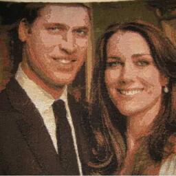 Sale - Royal Wedding Hrh Prince William Kate Middleton Design No 2 Tapestry Cushion Cover Sham - thumbnail 2