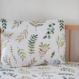 Forest Leaf Sheet, Soft Cotton Baby Crib Green Nursery Natural Flower Twin Bed Setting, Set - thumbnail 2