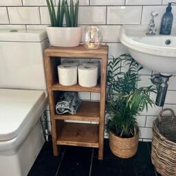 Wooden Bathroom Shelving Unit/Side Table - Handmade Solid Wood Custom Sizes & Finishes Rustic Home Decor Free UK Delivery - thumbnail 3