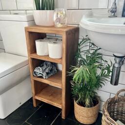 Wooden Bathroom Shelving Unit/Side Table - Handmade Solid Wood Custom Sizes & Finishes Rustic Home Decor Free UK Delivery - thumbnail 1