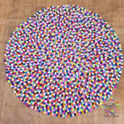Handmade Wool Felt Ball Rug Colorful Nursery Decor - 90-250 cm - thumbnail 4