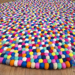 Handmade Wool Felt Ball Rug Colorful Nursery Decor - 90-250 cm - thumbnail 3
