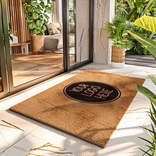 Your Logo Here Customized Welcome Mat - Personalized Doormat Custom Design Door Coir Rug Business - image 1