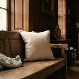 Cotton Stripe Stitching Cushion Cover in Antique Cream