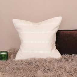 Cotton Stripe Stitching Cushion Cover in Antique Cream - thumbnail 3