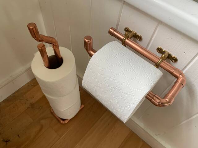 Handmade Lacquered Copper Toilet Roll Holder Contemporary Bathroom Dispenser - image 1