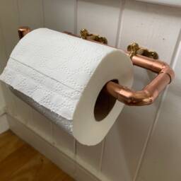 Handmade Lacquered Copper Toilet Roll Holder Contemporary Bathroom Dispenser - thumbnail 4