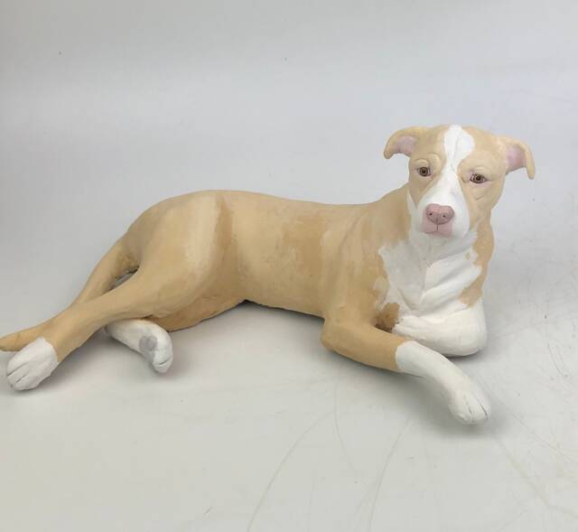 Custom Clay Staffordshire Bull Terrier Sculpture Pet Memorial Portrait - image 1