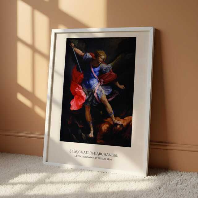 st Michael The Archangel Defeating Satan Print - Guido Reni Religious Wall Art Catholic Christian Decor Saint Faith Gift - image 1