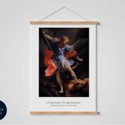 st Michael The Archangel Defeating Satan Print - Guido Reni Religious Wall Art Catholic Christian Decor Saint Faith Gift - thumbnail 2