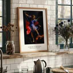 st Michael The Archangel Defeating Satan Print - Guido Reni Religious Wall Art Catholic Christian Decor Saint Faith Gift - thumbnail 3