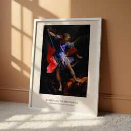 st Michael The Archangel Defeating Satan Print - Guido Reni Religious Wall Art Catholic Christian Decor Saint Faith Gift - thumbnail 1