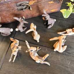 Handmade Wild Rabbit Stoneware Sculptures - Miniature Figurines - thumbnail 2