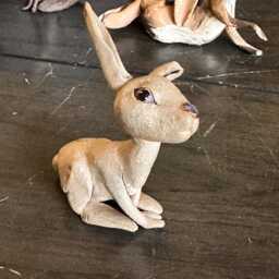 Handmade Wild Rabbit Stoneware Sculptures - Miniature Figurines - thumbnail 4