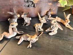 Handmade Wild Rabbit Stoneware Sculptures - Miniature Figurines - thumbnail 1