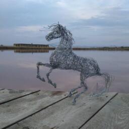 Silver Horse Decor, Sculpture, Father Gift, Figurine, Graduation Animal Lover Wire Collectibles, Art - thumbnail 1