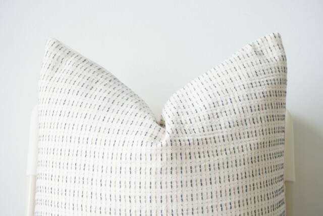 Blue Cream Striped Woven Pillow Cover - image 1