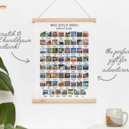 Us National Parks Scratch-Off Poster - Travel Bucket List Map United States Rv Gift - A2 - thumbnail 3