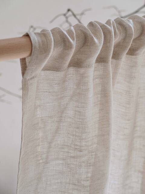 Jonty 100% Linen Curtain, 6 Colors, Airy Breathable Sheer Lightweight Pure Drape, Bedroom Livingroom Curtains, 1Pc - image 1