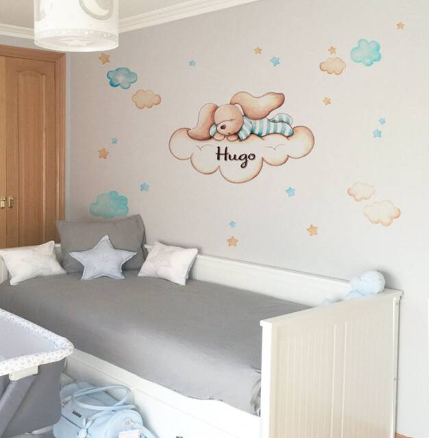 Bunny Wall Decal Nursery, Personalised Stickers. Nursery Decor, Art, Rabbit Wall Decal, Sticker, New Baby Art. Kids Room - image 1