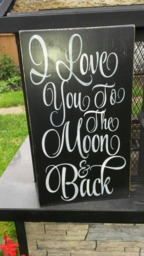 I Love You To The Moon & Back Sign Distressed Wood Large Wall Hanging Primitive Decor - thumbnail 1
