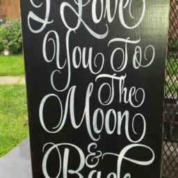I Love You To The Moon & Back Sign Distressed Wood Large Wall Hanging Primitive Decor - thumbnail 2
