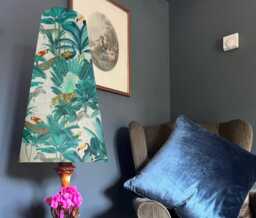 Jungle Velvet Cone Lampshade, in White, Extra Tall Lampshade - thumbnail 1