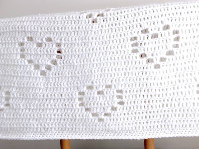 New Baby Gift, Child, Crochet Heart Blanket For Pram, Stroller, Cot - image 1