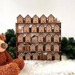 Wooden Christmas Advent Calendar Rustic Holiday Home Decoration - thumbnail 1