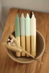 Dip Dye Candles/Gront Gull Green Gold Gift Set Of 4 - thumbnail 1