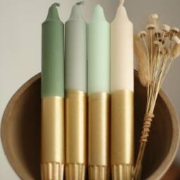 Dip Dye Candles/Gront Gull Green Gold Gift Set Of 4 - thumbnail 2