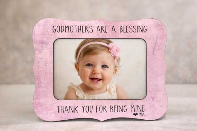 Personalized Godmother Gift Picture Frame Custom Baptism Or Christening From Godchild 4x6 Photo For - image 1