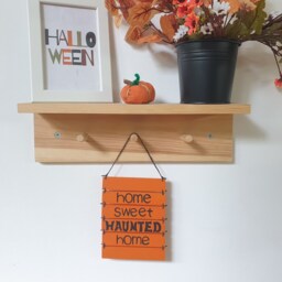 Halloween Sign Wall Art Decor, Home Sweet Haunted Home, Hanging Housewarming Gift - thumbnail 2