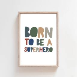 Born To Be A Superhero Print, Boys Nursery Prints, Playroom Decor, Wall Art, Blue - thumbnail 2