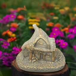 Concrete Fairy House Sculpture Stone Farm Ornament Front Door Decoration Handmade Statue House Lover Gift Yard Art Garden Decor - thumbnail 1