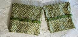 Pair New Queen Pillowcases. All Cotton. Sleep Care. Green Leaves. Hand Made. Custom Orders Accepted. Ships Free in Usa - thumbnail 1