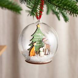 Woodland Animals Baby Details Bauble - Personalised First Christmas Glass New Gift - thumbnail 2