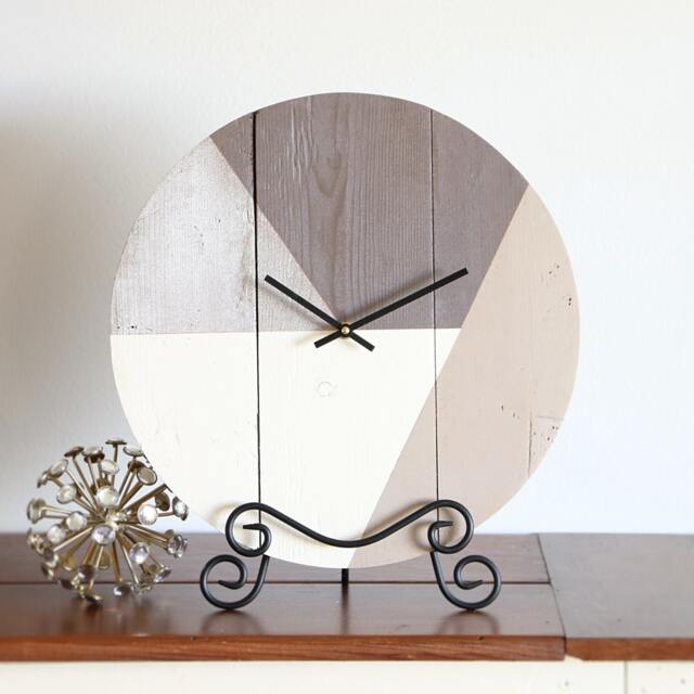 Geometric Wood Wall Clock Rustic Modern Home Decor - 15 Inch - image 1