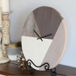 Geometric Wood Wall Clock Rustic Modern Home Decor - 15 Inch - thumbnail 3