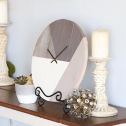 Geometric Wood Wall Clock Rustic Modern Home Decor - 15 Inch - thumbnail 2