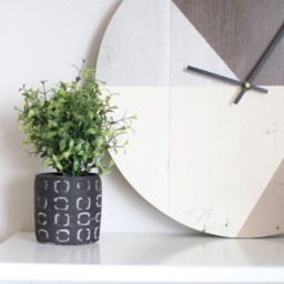 Geometric Wood Wall Clock Rustic Modern Home Decor - 15 Inch - thumbnail 4