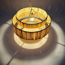 Moroccan Handmade Rattan Lampshade - Large 4-Tier Wicker & Raffia Pendant Light, Boho Straw Ceiling Shade - thumbnail 3