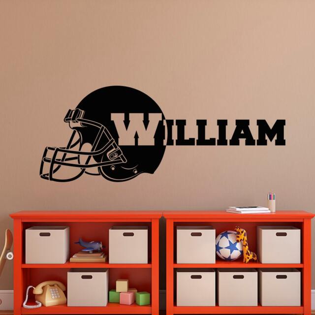 Personalized Football Helmet Wall Decal - Boy's Name Sports Decor P90 - image 1